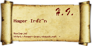 Hager Irén névjegykártya